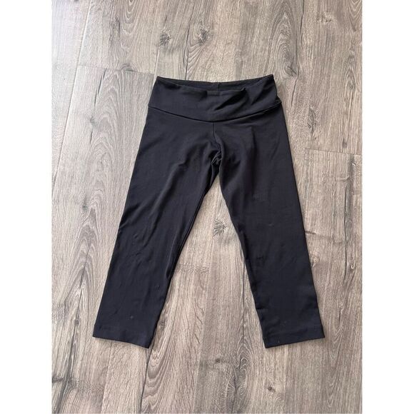Elisabetta Rogiani Activewear Cropped Leggings Black Low Rise Size Small - Picture 1 of 4